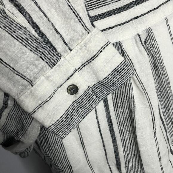 Magaschoni linen black and white striped button up - Picture 6 of 8